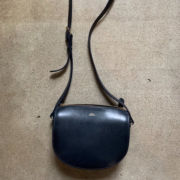 A.P.C. Demi Lune Half Moon Navy Leather Bag - Picture 2 of 4